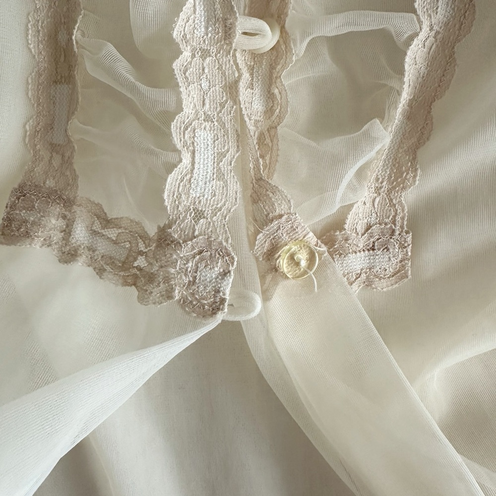 Ethereal Vintage 60s Nylon Peignoir Nightgown Robe Set Small - Picture 9 of 15